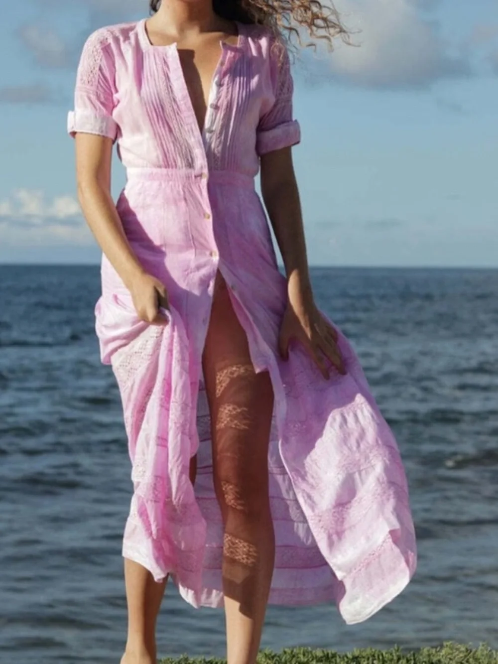 NWT LOVESHACKFANCY Edie dress in Begonia  Pink hand Tie-Dye size large - Picture 7 of 16